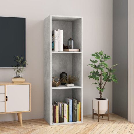 Boekenkast/tv-meubel 36x30x114 cm bewerkt hout betongrijs 8719883673004 1