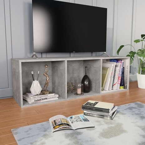 Boekenkast/tv-meubel 36x30x114 cm bewerkt hout betongrijs 8719883673004 6