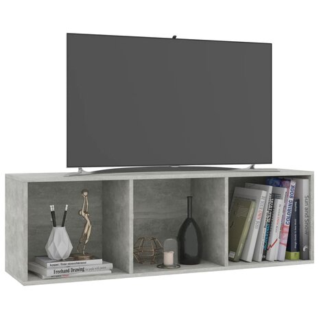 Boekenkast/tv-meubel 36x30x114 cm bewerkt hout betongrijs 8719883673004 7