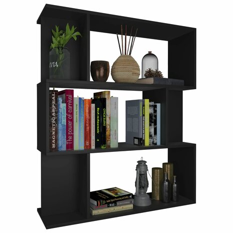 Boekenkast/kamerscherm 80x24x96 cm bewerkt hout zwart 8719883672434 3