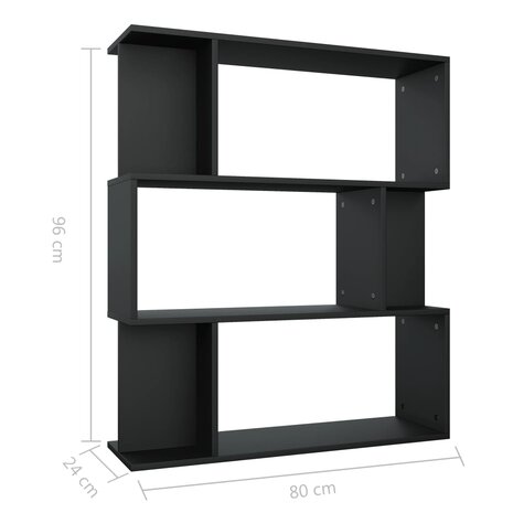 Boekenkast/kamerscherm 80x24x96 cm bewerkt hout zwart 8719883672434 8