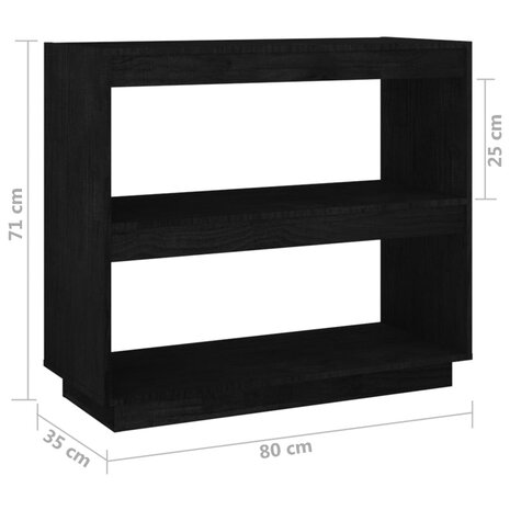 Boekenkast 80x35x71 cm massief grenenhout zwart 8720286816141 8