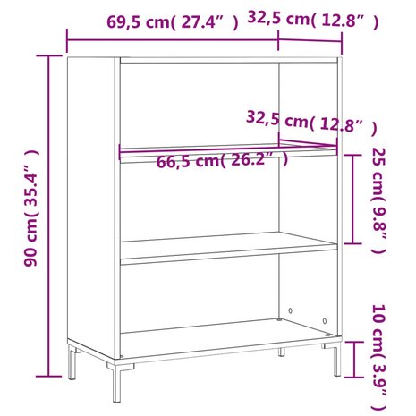 Boekenkast 69,5x32,5x90 cm bewerkt hout gerookt eikenkleurig 8720845866525 9