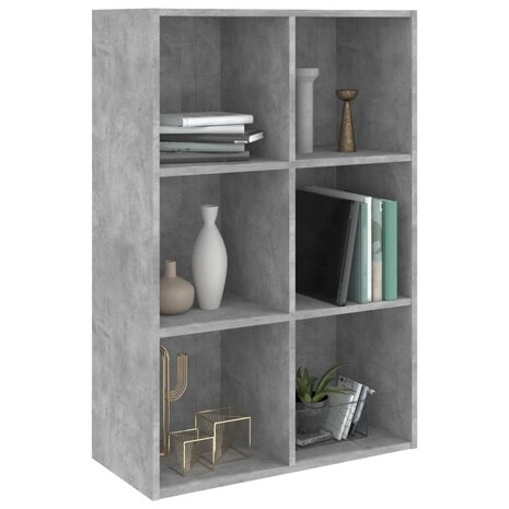 Boekenkast/dressoir 66x30x98 cm bewerkt hout betongrijs 8719883675077 3