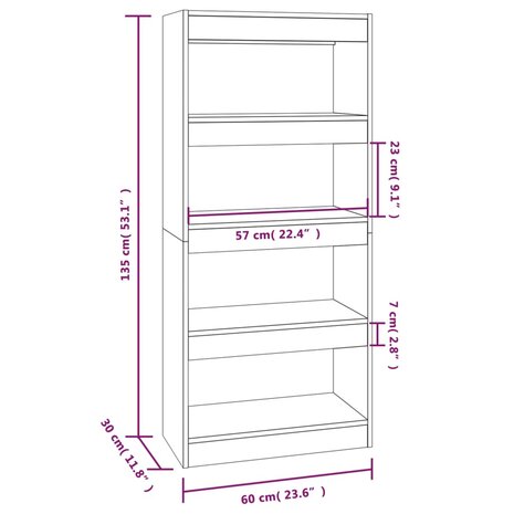 Boekenkast/kamerscherm 60x30x135 cm bewerkt hout wit 8720286843260 7