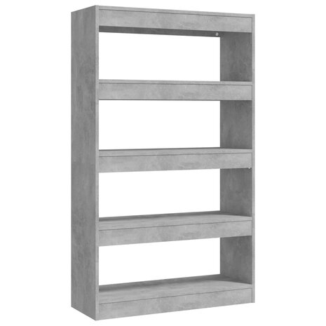 Boekenkast/kamerscherm 80x30x135 cm spaanplaat betongrijs 8720286843543 2