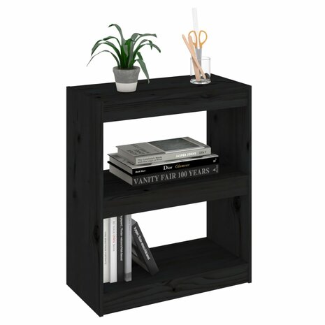 Boekenkast/kamerscherm 60x30x71,5 cm massief grenenhout zwart 8720286608623 4