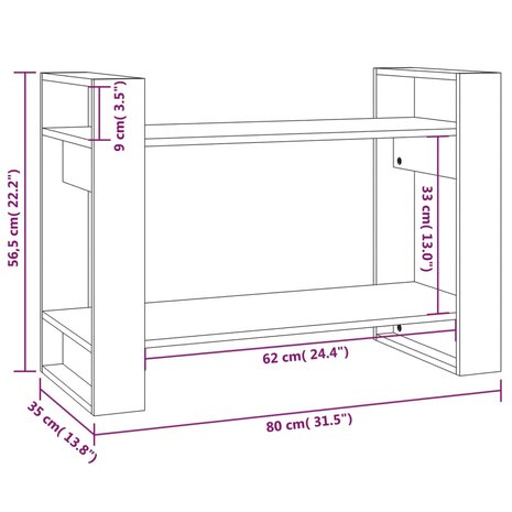 Boekenkast/kamerscherm 80x35x56,5 cm grenenhout honingbruin 8720286905357 8