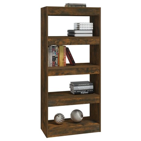 Boekenkast/kamerscherm 60x30x135 cm bewerkt hout gerookt eiken 8720286844366 3