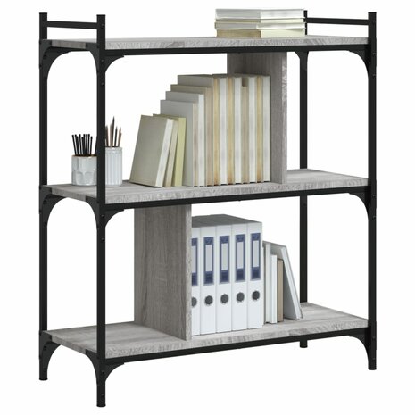 Boekenkast 3-laags 76x32x88 cm bewerkt hout grijs sonoma 8720845418847 3