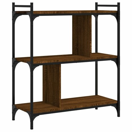 Boekenkast 3-laags 76x32x88 cm bewerkt hout bruin eikenkleur 8720845418854 2