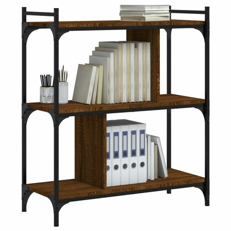 Boekenkast 3-laags 76x32x88 cm bewerkt hout bruin eikenkleur 8720845418854 3