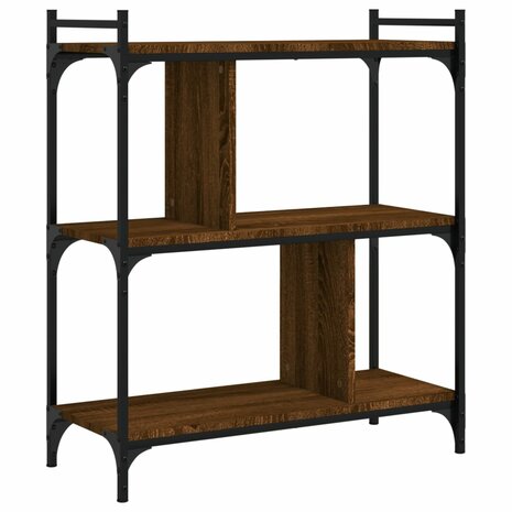 Boekenkast 3-laags 76x32x88 cm bewerkt hout bruin eikenkleur 8720845418854 6