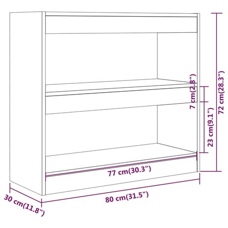 Boekenkast/kamerscherm 80x30x72 cm sonoma eikenkleurig 8720286843437 7