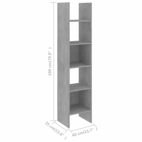 Boekenkast 40x35x180 cm bewerkt hout betongrijs 8720286352571 7