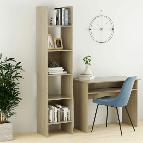 Boekenkast 40x35x180 cm bewerkt hout sonoma eikenkleurig 8720286352564 1