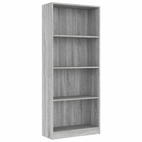 Boekenkast 4 schappen 60x24x142 cm bewerkt hout grijs sonoma 8720286976357 2