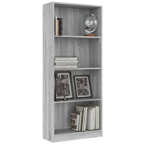 Boekenkast 4 schappen 60x24x142 cm bewerkt hout grijs sonoma 8720286976357 3