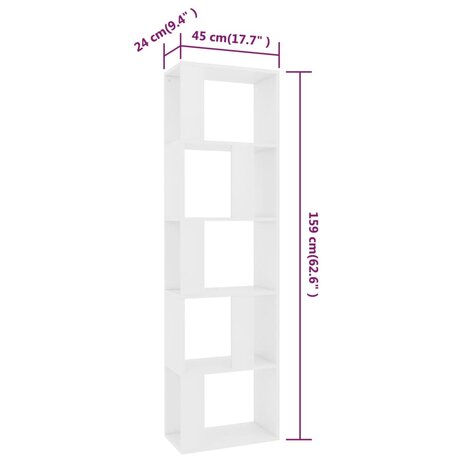 Boekenkast/kamerscherm 45x24x159 cm bewerkt hout wit 8719883672694 7