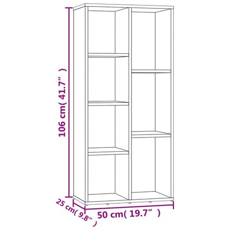 Boekenkast 50x25x106 cm bewerkt hout betongrijs 8719883869698 7