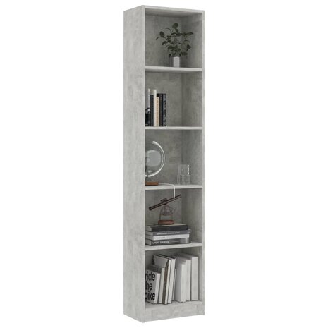 Boekenkast met 5 schappen 40x24x175 cm bewerkt hout betongrijs 8719883787541 3