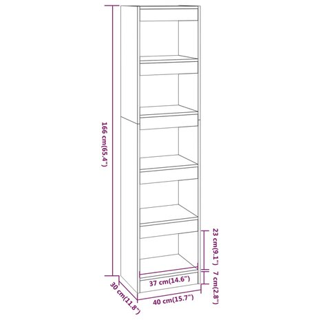 Boekenkast/kamerscherm 40x30x166 cm grijs sonoma eikenkleurig 8720286844250 7