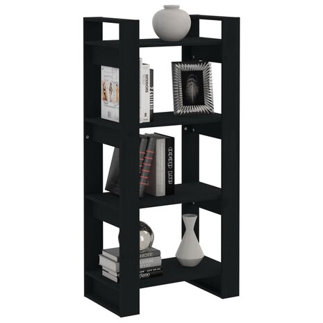 Boekenkast/kamerscherm 60x35x125 cm massief hout zwart 8720286905265 5