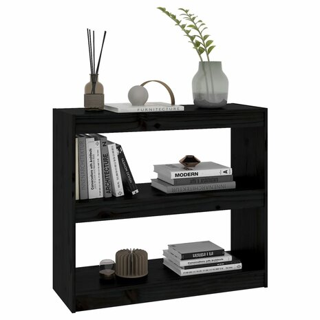 Boekenkast/kamerscherm 80x30x71,5 cm massief grenenhout zwart 8720286608876 4