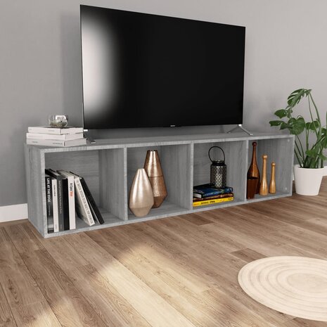 Boekenkast / tv-meubel 36x30x143 cm grijs sonoma eikenkleurig 8720286975091 8