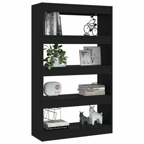 Boekenkast/kamerscherm 80x30x135 cm spaanplaat zwart 8720286843529 4