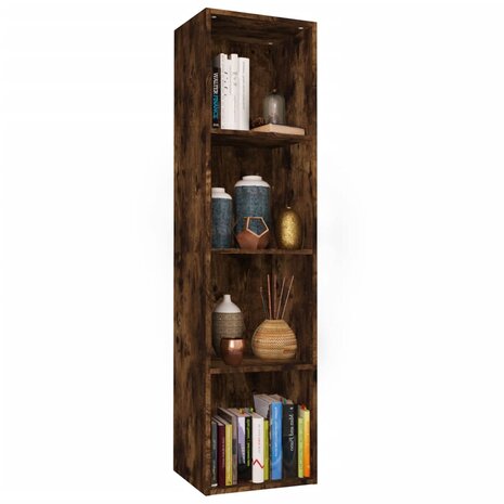 Boekenkast / tv-meubel 36x30x143 cm bewerkt hout gerookt eiken 8720286975084 5