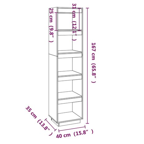 Boekenkast / kamerscherm 40x35x167 cm massief grenenhout 8720286815854 7