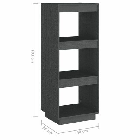 Boekenkast/kamerscherm 40x35x103 cm massief grenenhout grijs 8720286815779 8