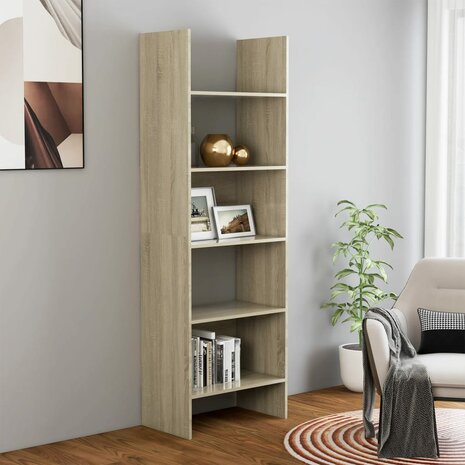 Boekenkast 60x35x180 cm bewerkt hout sonoma eikenkleurig 8720286352656 1