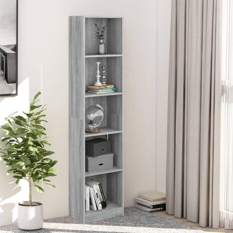 Boekenkast 40x24x175 cm bewerkt hout grijs sonoma eikenkleurig 8720845673789 1