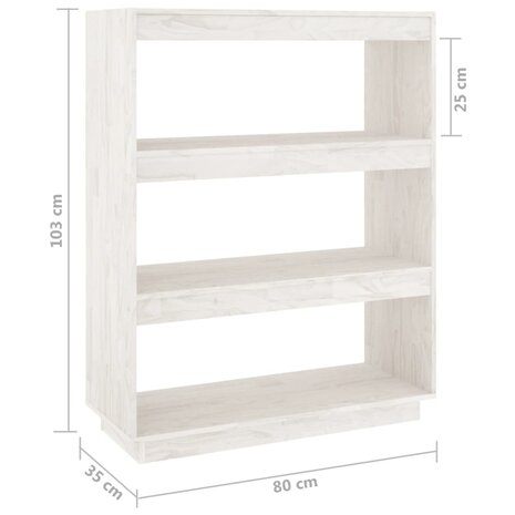 Boekenkast/kamerscherm 80x35x103 cm massief grenenhout wit 8720286816165 8