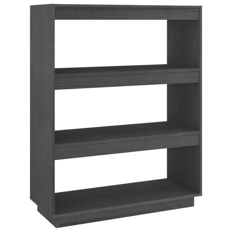 Boekenkast/kamerscherm 80x35x103 cm massief grenenhout grijs 8720286816172 2