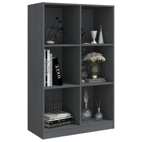 Boekenkast 70x33x110 cm massief grenenhout grijs 8720286772850 4