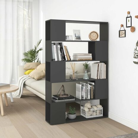 Boekenkast/kamerscherm 100x24x155 cm spaanplaat grijs 8720286651551 1