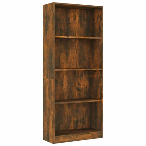 Boekenkast 4-laags 60x24x142 cm bewerkt hout gerookt eikenkleur 8720286976340 2