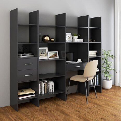 Boekenkast 60x35x180 cm bewerkt hout grijs 8720286352823 6