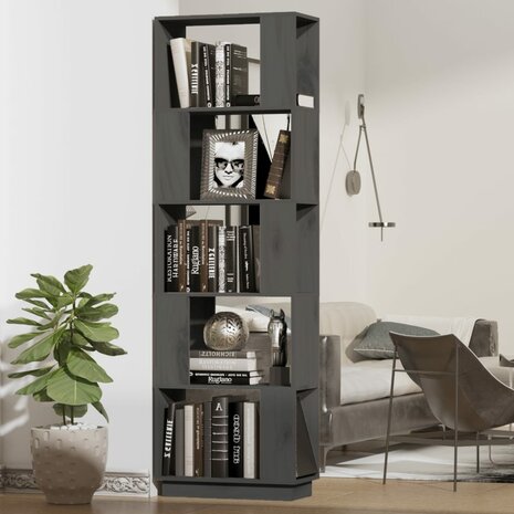 Boekenkast/kamerscherm 51x25x163,5 cm massief grenenhout grijs 8720286905890 1