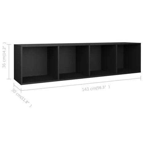 Boekenkast/tv-meubel 36x30x143 cm bewerkt hout zwart 8719883673066 12