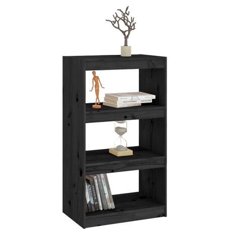 Boekenkast/kamerscherm 60x30x103,5 cm massief grenenhout zwart 8720286608678 4