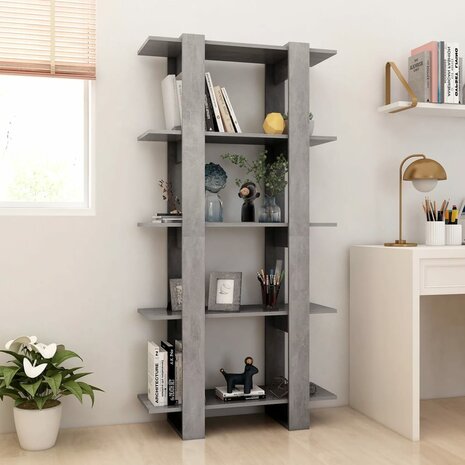 Boekenkast/kamerscherm 80x30x160 cm spaanplaat betongrijs 8720286842744 3