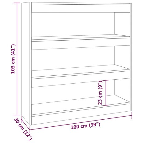 Boekenkast/kamerscherm 100x30x103 cm sonoma eikenkleurig 8720286843734 7