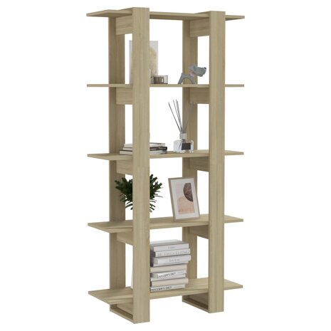 Boekenkast/kamerscherm 80x30x160 cm spaanplaat sonoma eiken 8720286842737 4