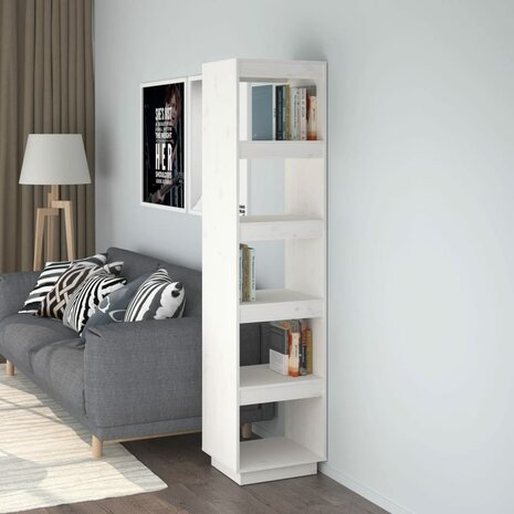 Boekenkast/kamerscherm 40x35x167 cm massief grenenhout wit 8720286815861 1