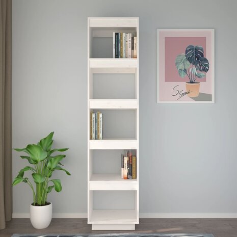 Boekenkast/kamerscherm 40x35x167 cm massief grenenhout wit 8720286815861 3