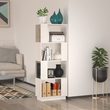 Boekenkast/kamerscherm 51x25x132 cm massief grenenhout wit 8720286905838 1